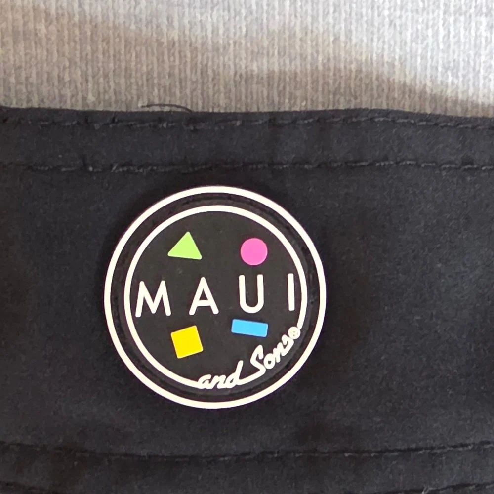 Lot of 2 Hurley Maui & Sons Board Shorts Mens 32 Black Tropical Striped Swim